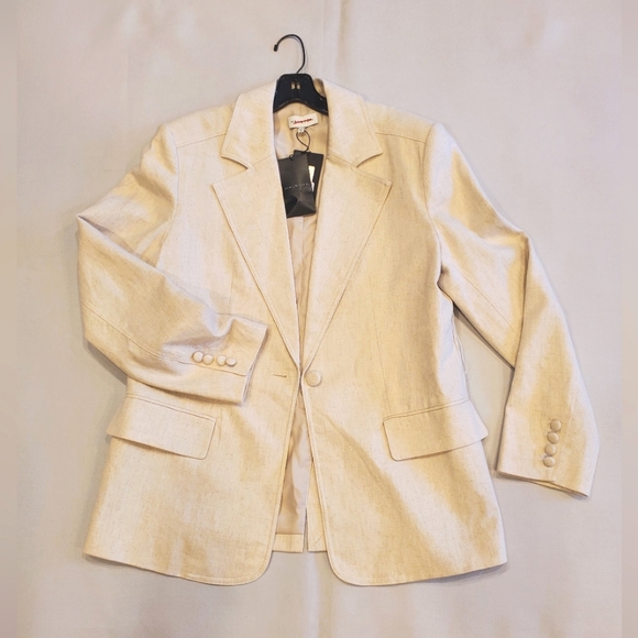 NWT$645 Halston Adley Cotton-Linen Suit Single-Breasted Blazer Top Jacket Sz 6 M - Picture 12 of 16